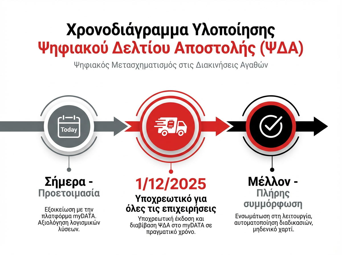 Χρονοδιάγραμμα υλοποίησης ψηφιακού δελτίου αποστολής